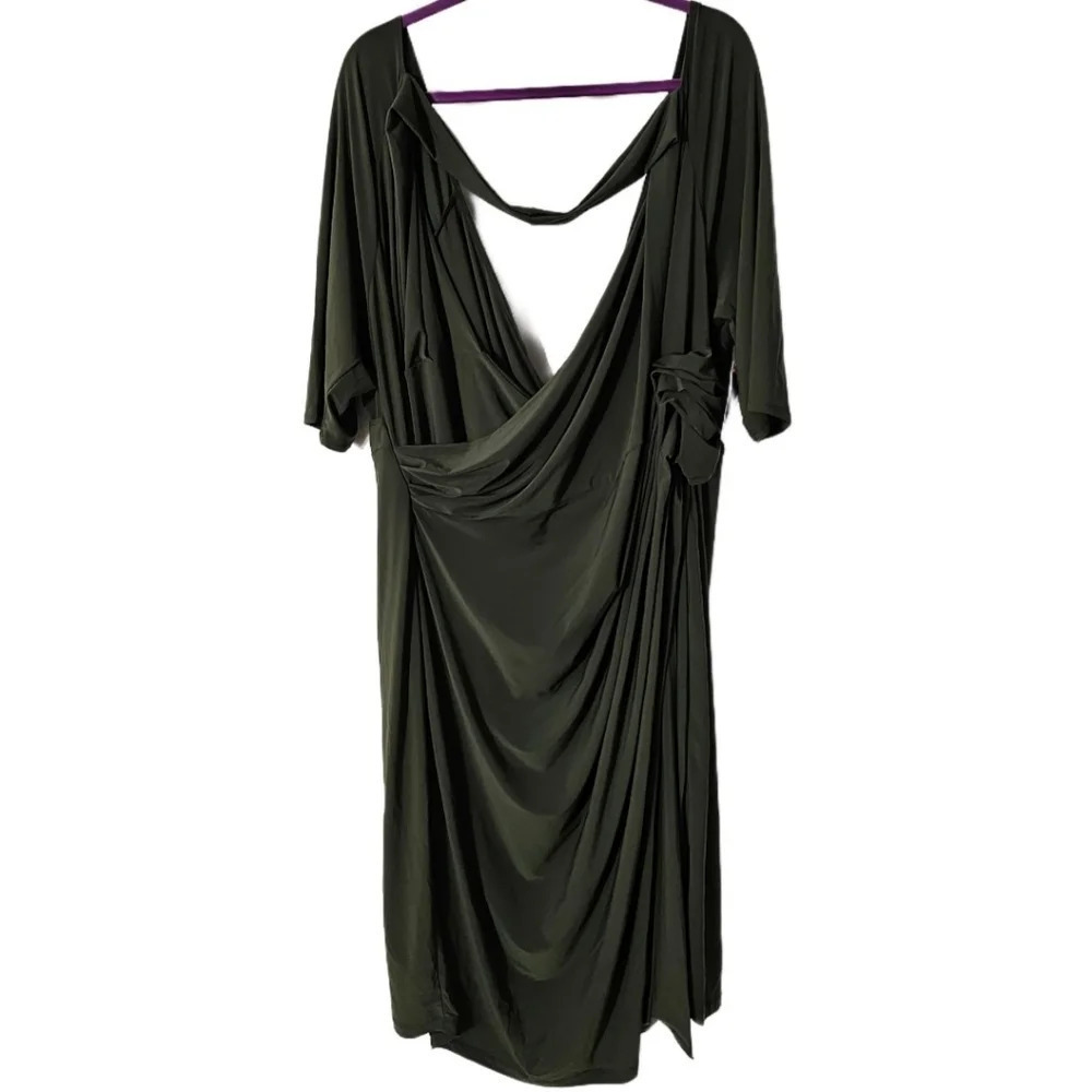 Kiyonna Mockneck Cut-Out Flounce Wrap Dress NWT